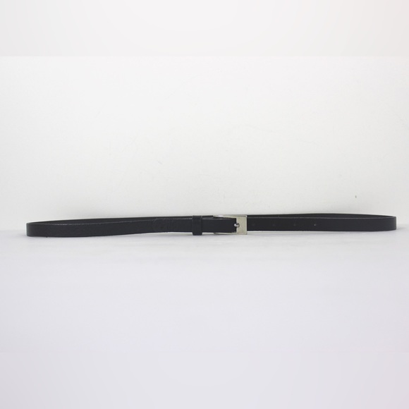 DANIER Super Skinny Black Leather Belt Silver Buckle Large L - Picture 3 of 9